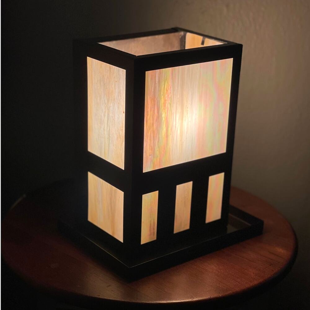 Arts and Crafts Mission Slag Glass Lamp Converted from Wall Sconce